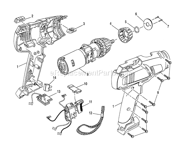 Housing Assembly Diagram and Parts List for 315271270  Craftsman Hammer Drill