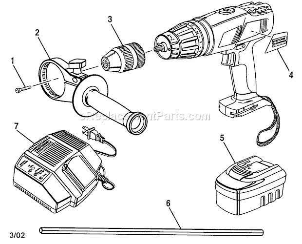 Drill Acc Diagram and Parts List for 315271271  Craftsman Hammer Drill