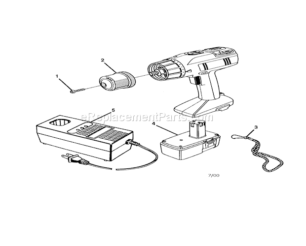 Battery Charger/Pack Diagram and Parts List for 315271350  Craftsman Cordless Drill