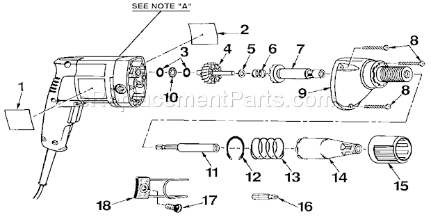 Page A Diagram and Parts List for 315271450  Craftsman Electric Drill