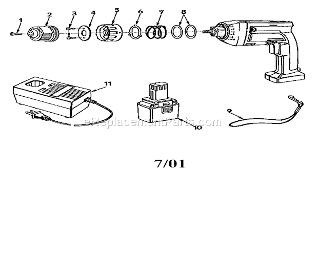 Drill Driver Diagram and Parts List for 315271470  Craftsman Cordless Drill