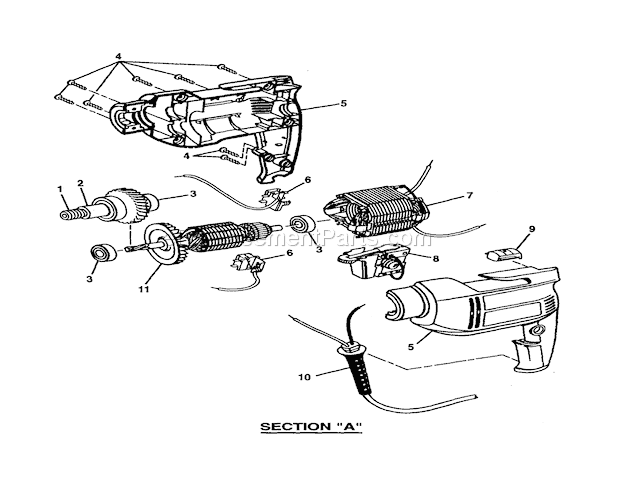 Housing Assembly Diagram and Parts List for 315271690  Craftsman Cordless Drill