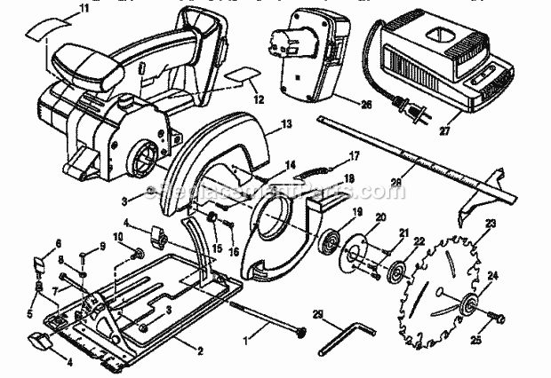 Unit Parts Diagram and Parts List for 315271810  Craftsman Circular Saw