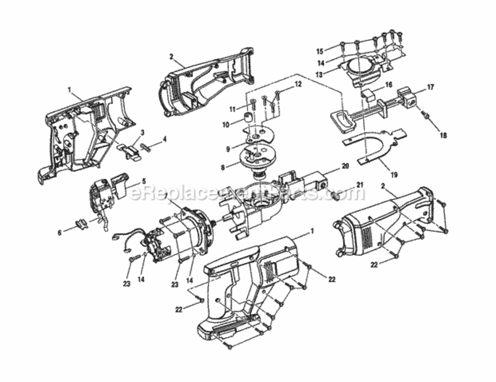Rear-Front Housing Assemb... Diagram and Parts List for 315274050  Craftsman Reciprocating Saw