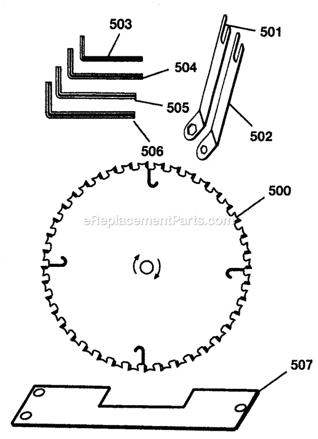 Blade Accessory Diagram and Parts List for 315274130  Craftsman Table Saw