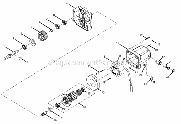 Motor Assy Diagram and Parts List for 315274130  Craftsman Table Saw