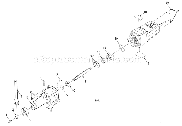 Housing Diagram and Parts List for 31527441  Craftsman Die Grinder