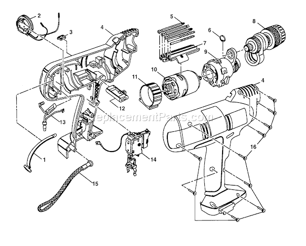 Page B Diagram and Parts List for 315274910  Craftsman Cordless Drill