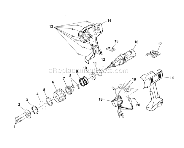 Page B Diagram and Parts List for 315274950  Craftsman Cordless Drill