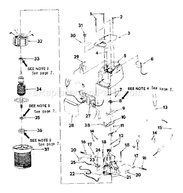 Motor Assembly Diagram and Parts List for 315275010  Craftsman Router