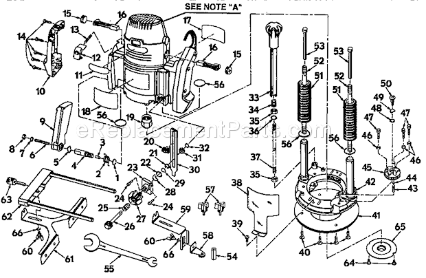 Base Assembly Diagram and Parts List for 315275051  Craftsman Router