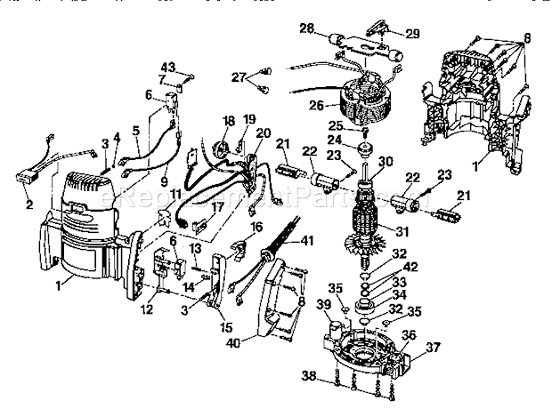 Motor Diagram and Parts List for 315275062  Craftsman Router