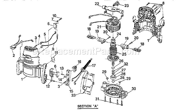 Housing And Armature Asse... Diagram and Parts List for 315275100  Craftsman Router