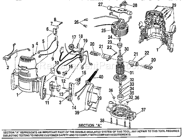 Housing And Armature Asse... Diagram and Parts List for 315275110  Craftsman Router