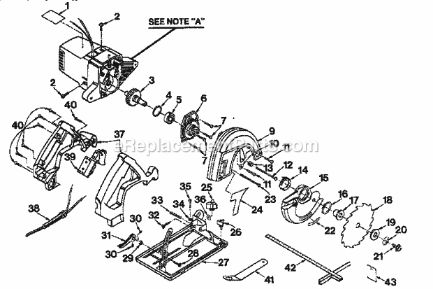 Unit Parts Diagram and Parts List for 315275460  Craftsman Circular Saw