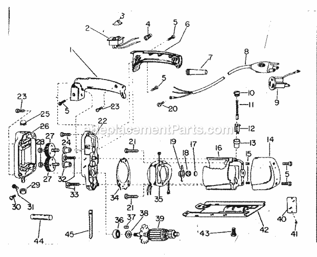 Unit Parts Diagram and Parts List for 31527700  Craftsman Jig Saw