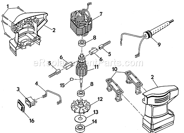 Housing Assy Diagram and Parts List for 315277012  Craftsman Sander Polisher