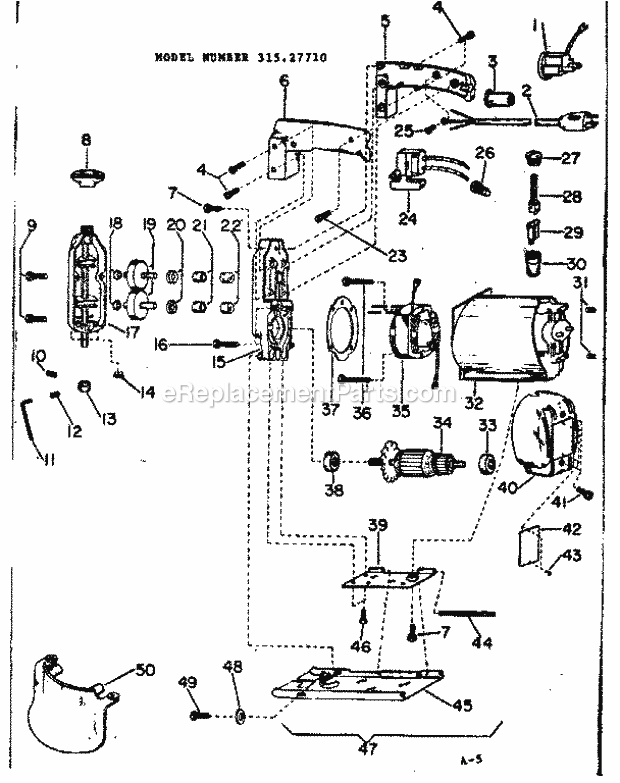 Unit Parts Diagram and Parts List for 31527710  Craftsman Jig Saw