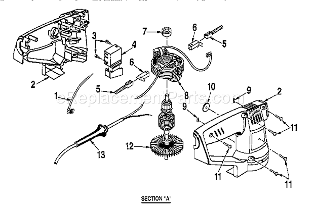 Motor And Housing Assembl... Diagram and Parts List for 315277170  Craftsman Sander Polisher