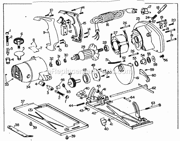 Unit Parts Diagram and Parts List for 31527800  Craftsman Circular Saw