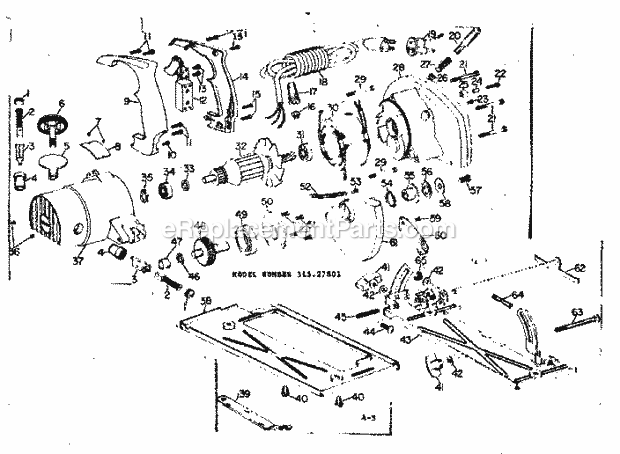 Unit Parts Diagram and Parts List for 31527801  Craftsman Circular Saw