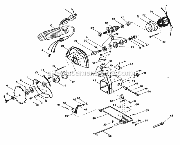 Unit Parts Diagram and Parts List for 31527810  Craftsman Circular Saw