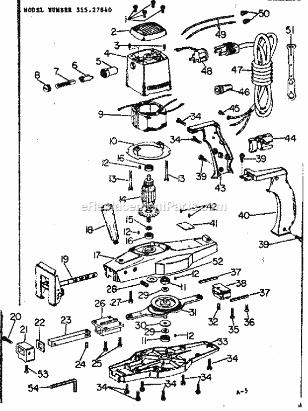 Unit Parts Diagram and Parts List for 31527840  Craftsman Reciprocating Saw