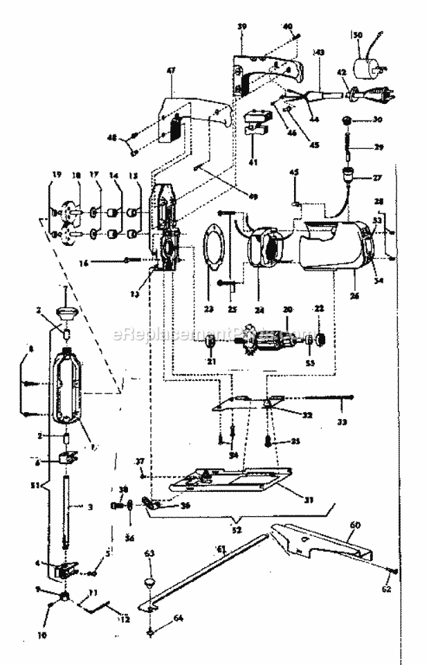Unit Parts Diagram and Parts List for 31527981  Craftsman Jig Saw