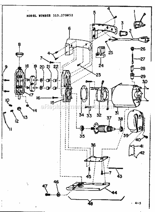 Unit Parts Diagram and Parts List for 315279852  Craftsman Jig Saw