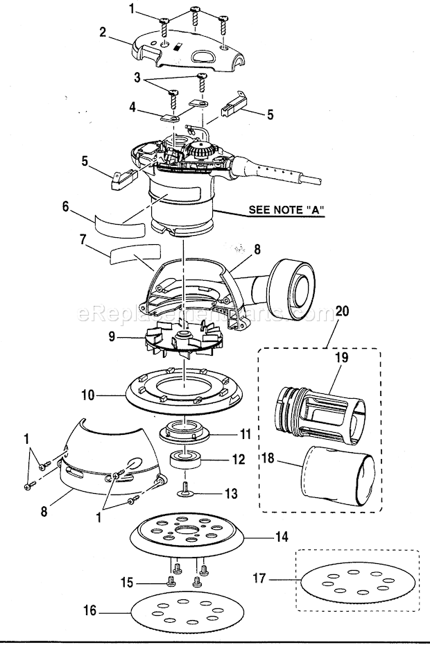 Sander Diagram and Parts List for 315279870  Craftsman Sander Polisher
