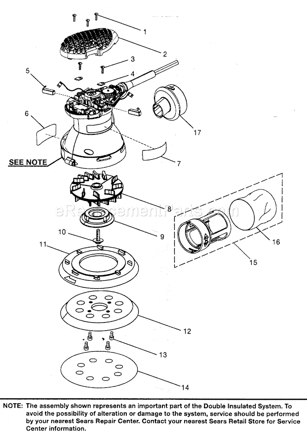 Sander Diagram and Parts List for 315279890  Craftsman Orbital or Palm Sander