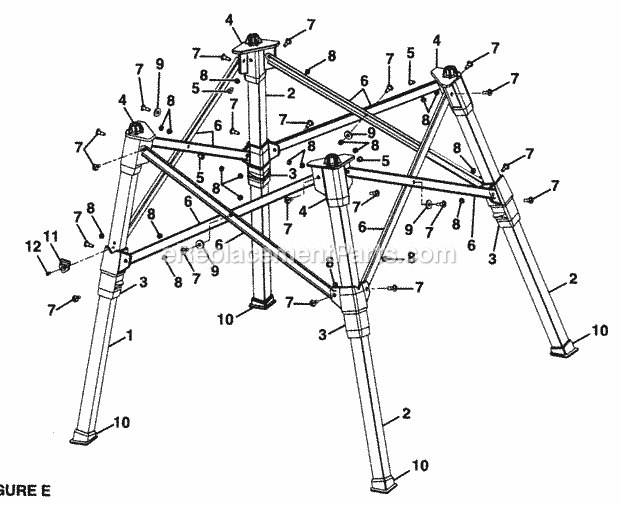 Stand Assy Diagram and Parts List for 315284620  Craftsman Table Saw