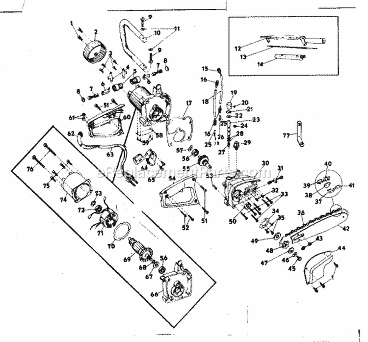 Replacement Parts Diagram and Parts List for 31534140  Craftsman Chainsaw