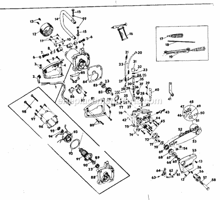 Replacement Parts Diagram and Parts List for 31534160  Craftsman Chainsaw