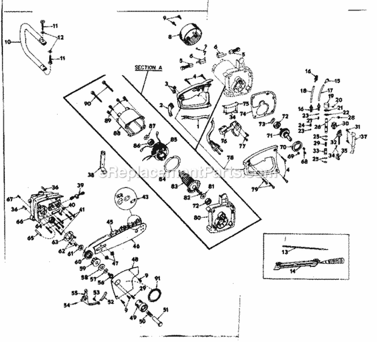 Replacement Parts Diagram and Parts List for 31534700  Craftsman Chainsaw