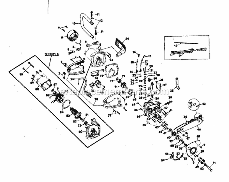 Replacement Parts Diagram and Parts List for 31534710  Craftsman Chainsaw