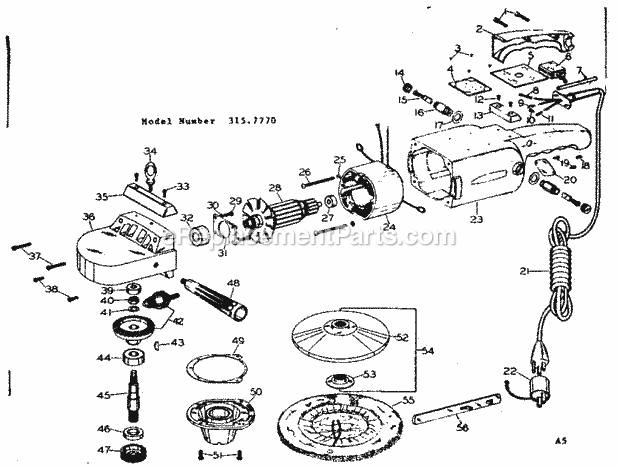 Unit Parts Diagram and Parts List for 3157770  Craftsman Sander Polisher
