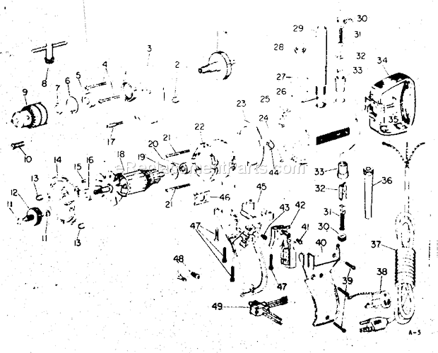 Page A Diagram and Parts List for 3157784  Craftsman Electric Drill