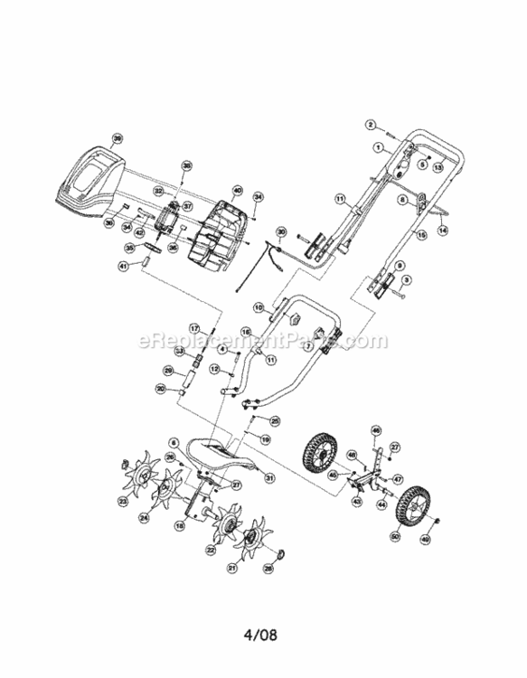 Page A Diagram and Parts List for 316292601  Craftsman Cultivator