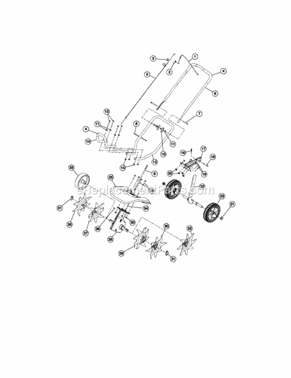 Page D Diagram and Parts List for 316292710  Craftsman Cultivator