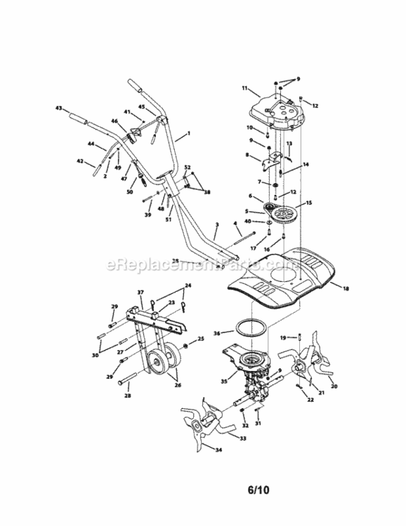 Page A Diagram and Parts List for 316299360  Craftsman Tiller