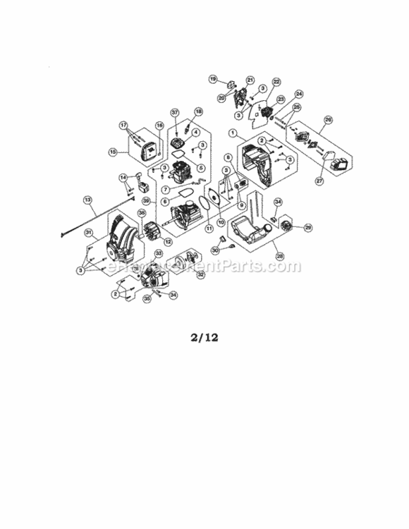Page A Diagram and Parts List for 316299372  Craftsman Cultivator