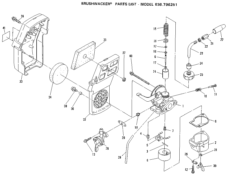 Carburetor Diagram and Parts List for 636796251  Craftsman Trimmer