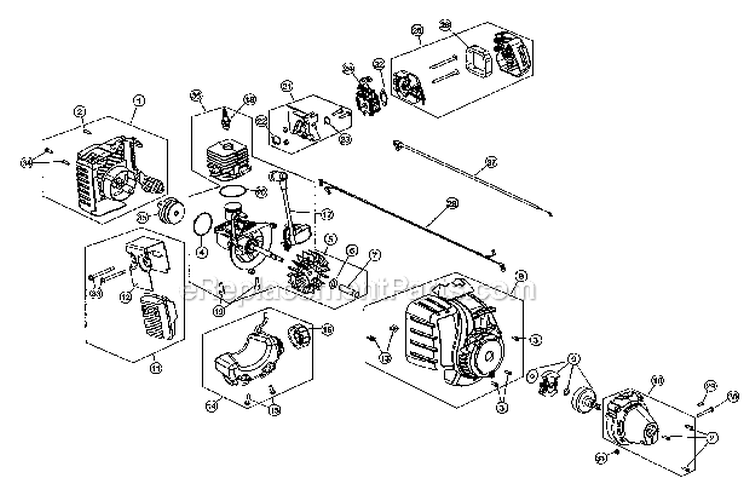 Short Block Fuel Tank Muffler Diagram and Parts List for 316791020  Craftsman Trimmer