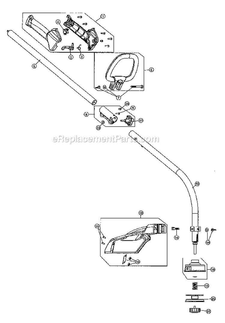 ShieldHandleShaft Diagram and Parts List for 316791020  Craftsman Trimmer