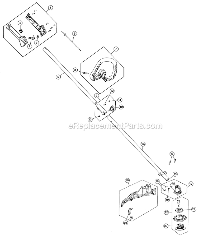 Drive Shaft Handle And Shield Diagram and Parts List for 316791961  Craftsman Trimmer