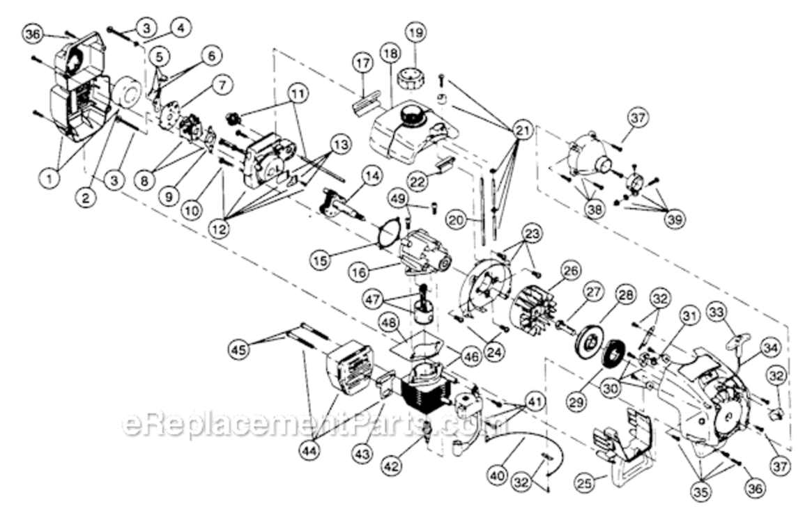 Engine Diagram and Parts List for 316796150  Craftsman Trimmer