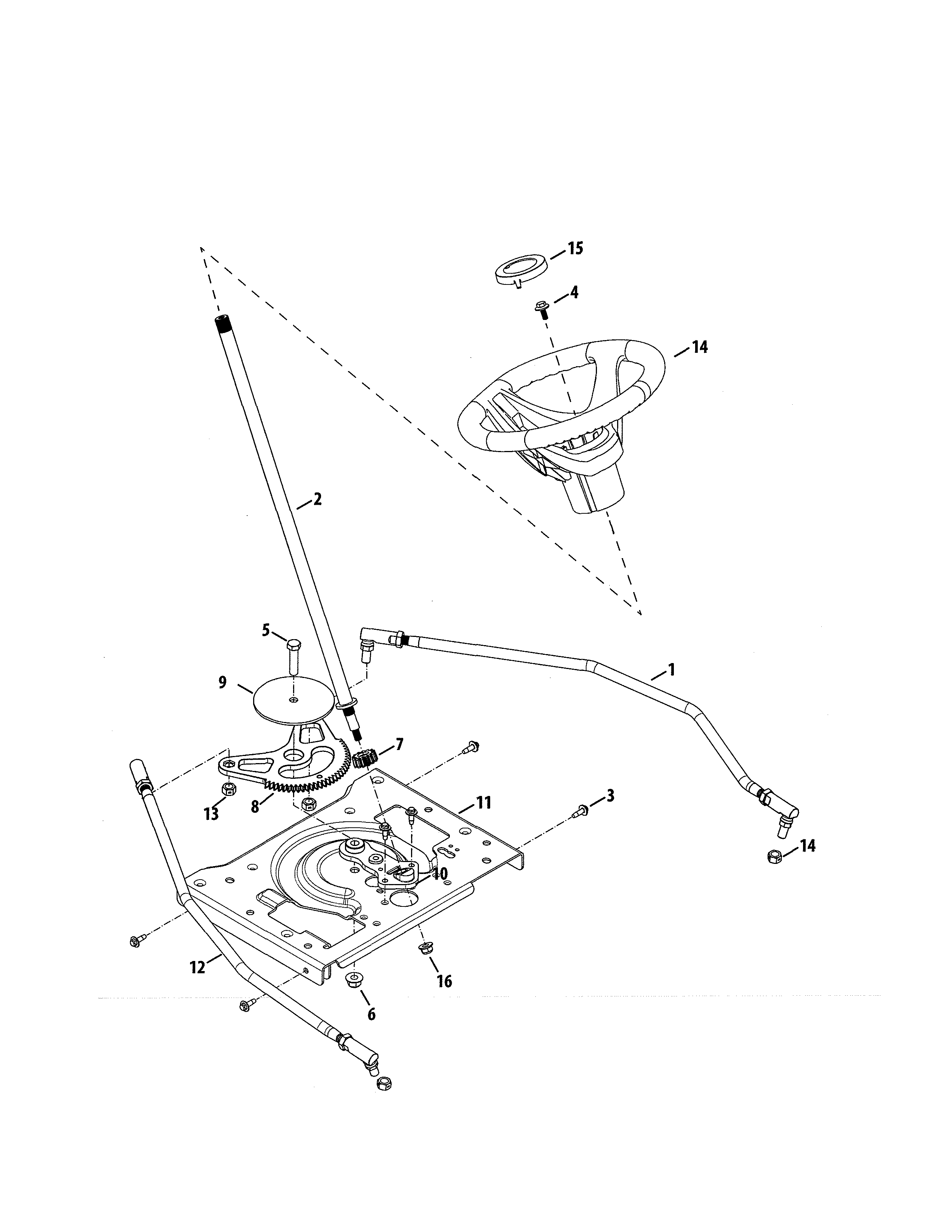 Steering Diagram and Parts List for 247270480  Craftsman Lawn Tractor