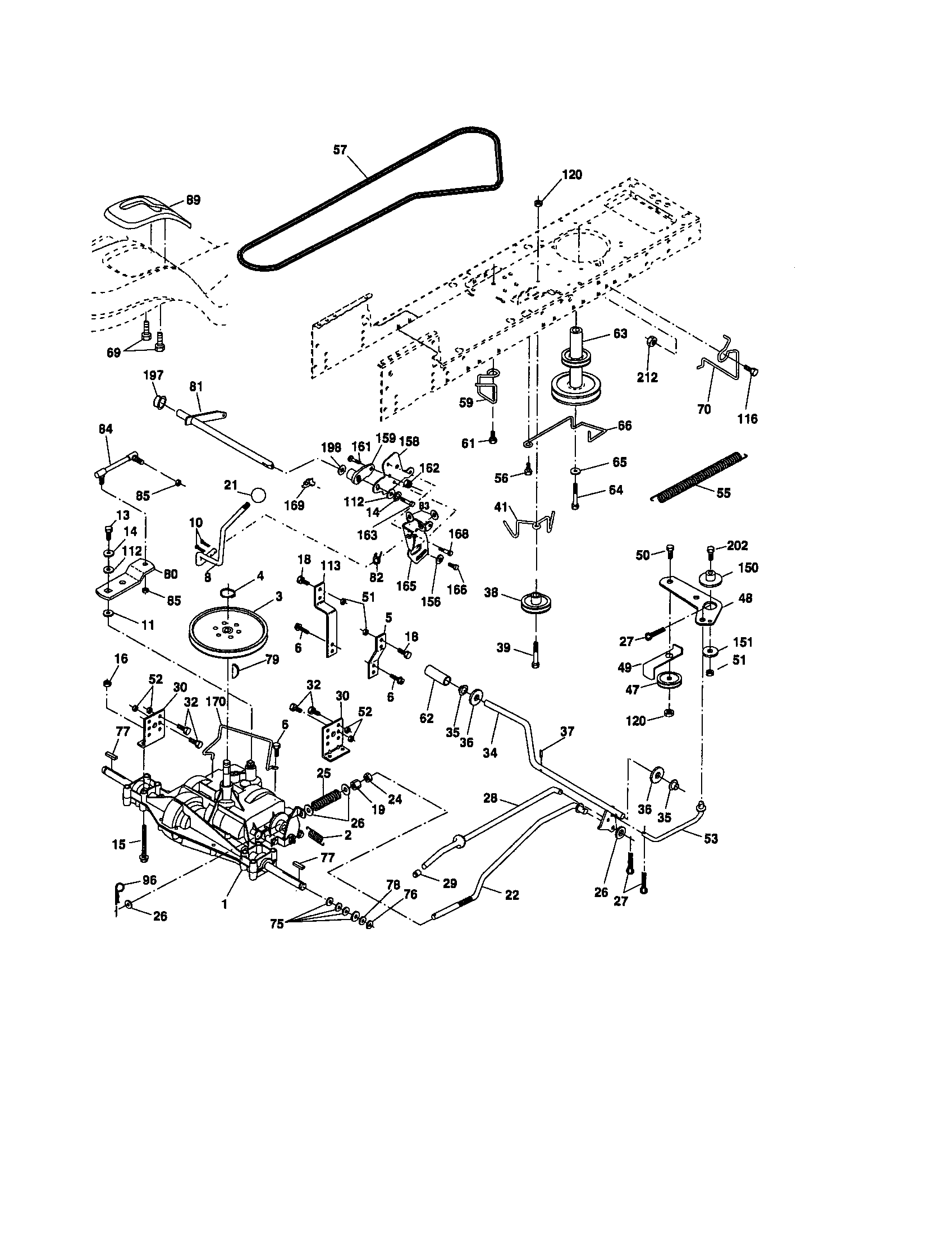 Ground Drive Diagram and Parts List for 917276392  Craftsman Lawn Tractor