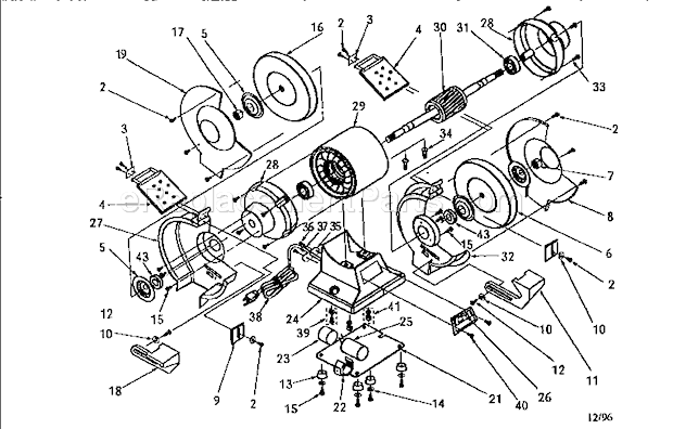 5" Bench Grinder Diagram and Parts List for 319190601  Craftsman Bench Grinder